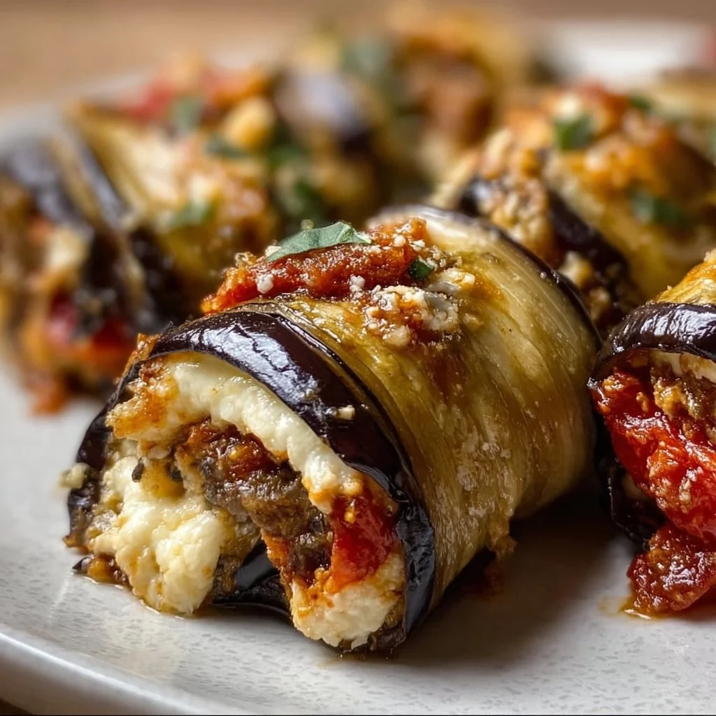 Delicious gourmet Antipasto Involtini di Melanzane served on a platter