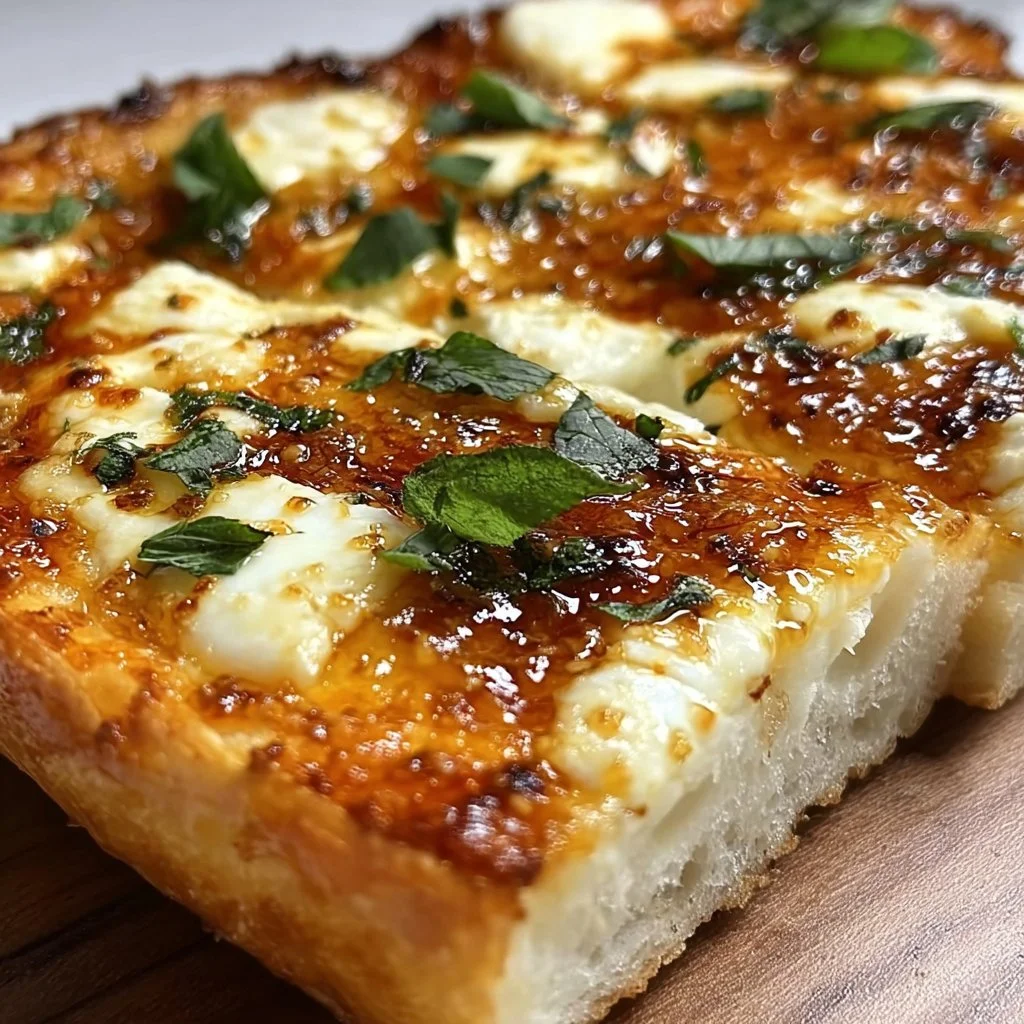 Hot Honey Garlic Bread Pizza topped with herbs and cheese, ideal for weeknight meals