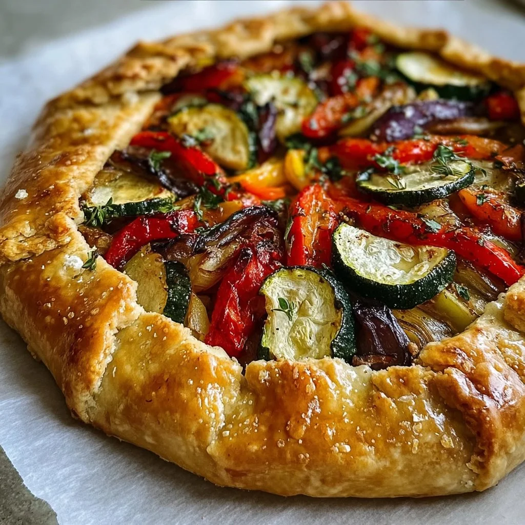 Flaky Mediterranean Vegetable Galette with fresh vegetables